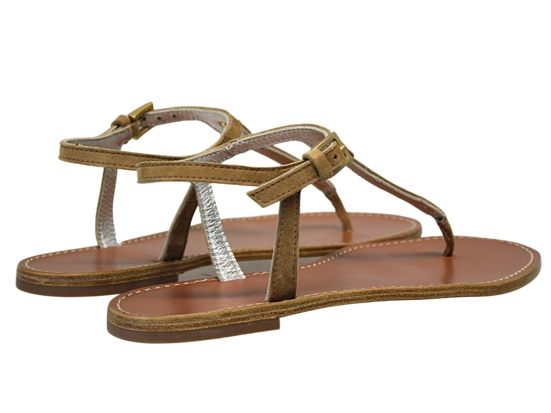 Sandalias planas de piel tabaco