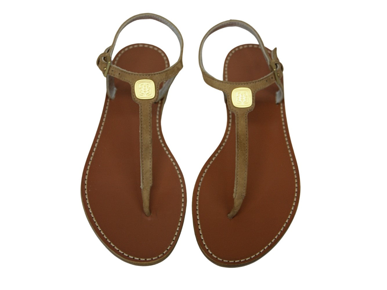 Tobacco leather flat sandals