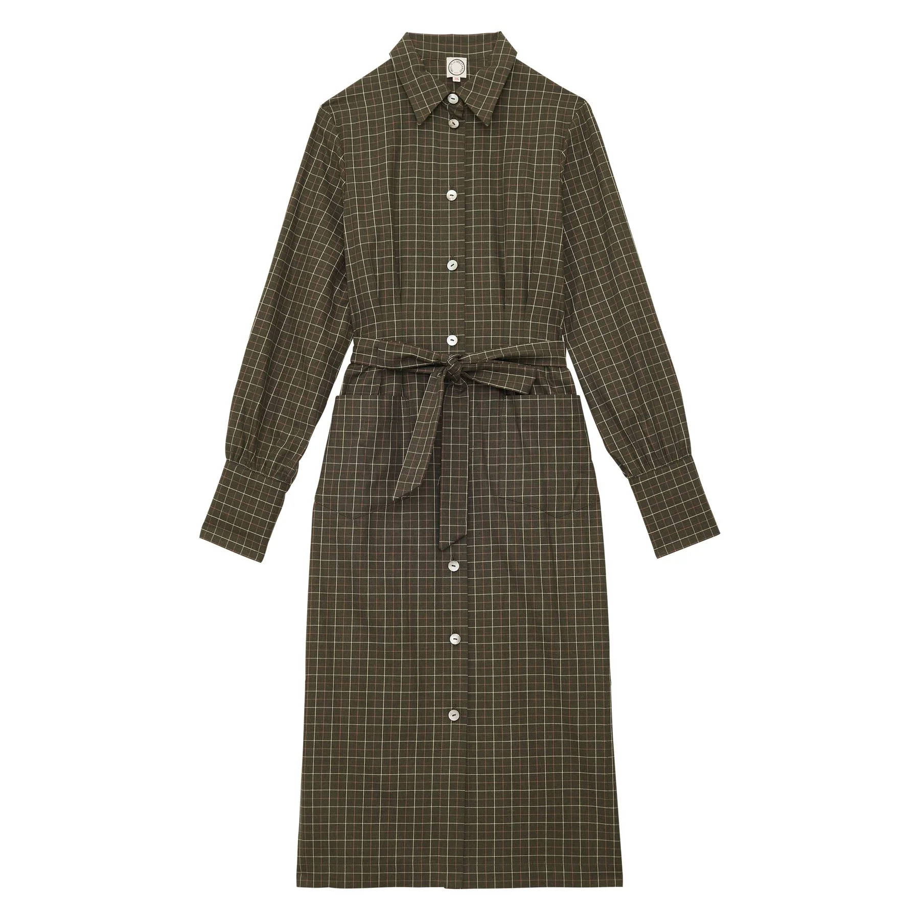 Rosabella khaki cotton check dress