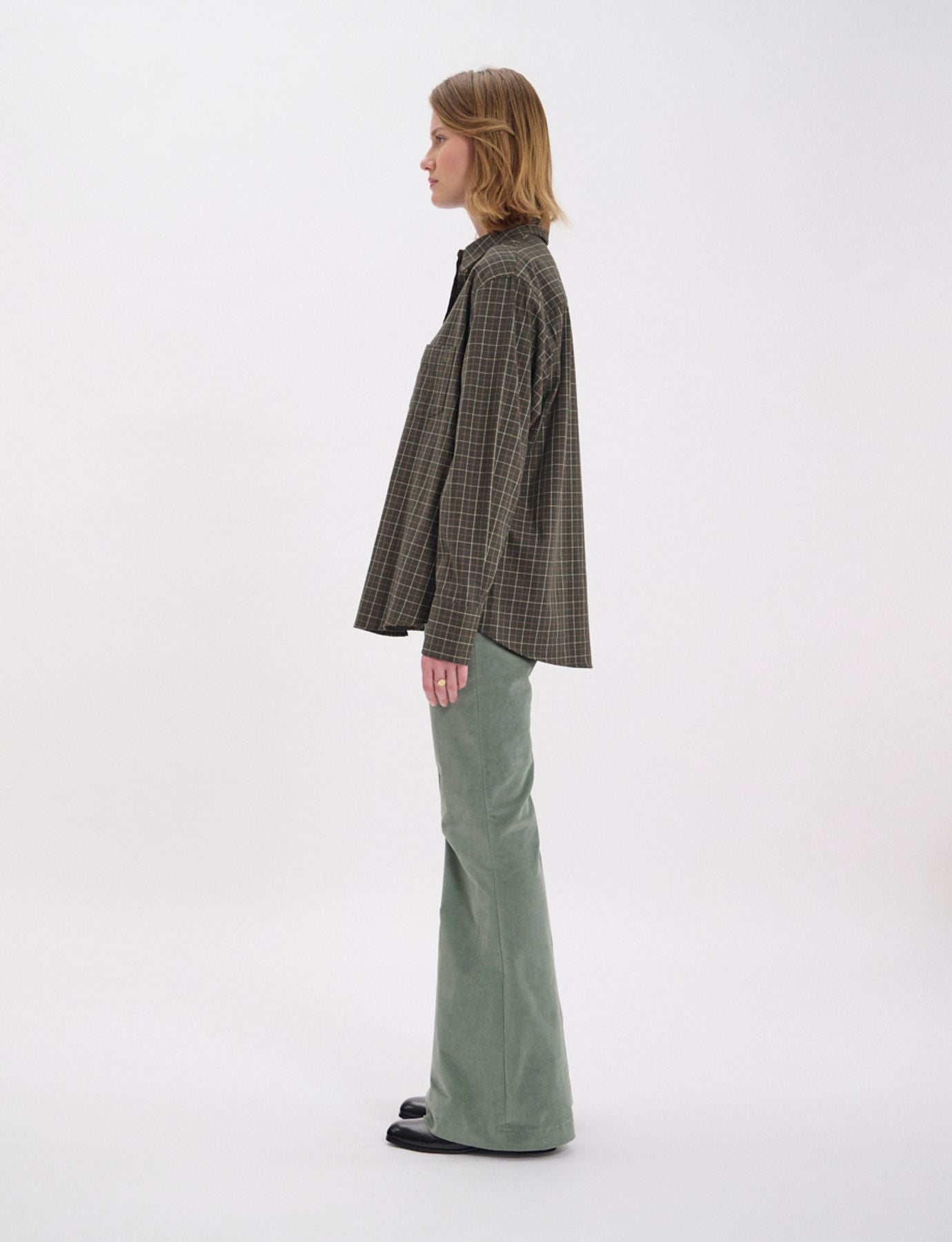 Maureen camisa de cuadros de algodón caqui