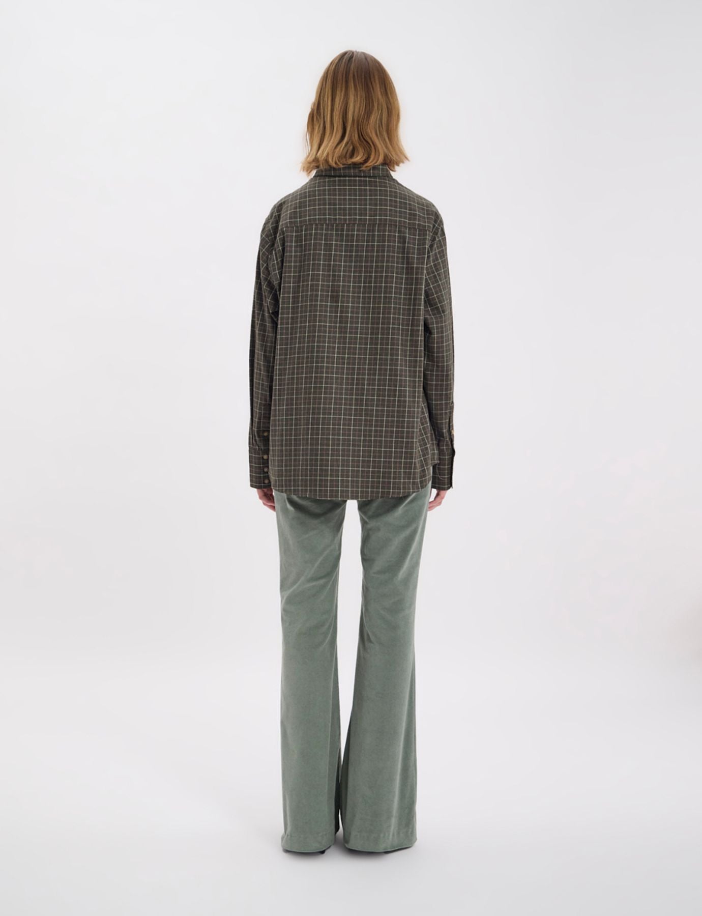 Maureen camisa de cuadros de algodón caqui