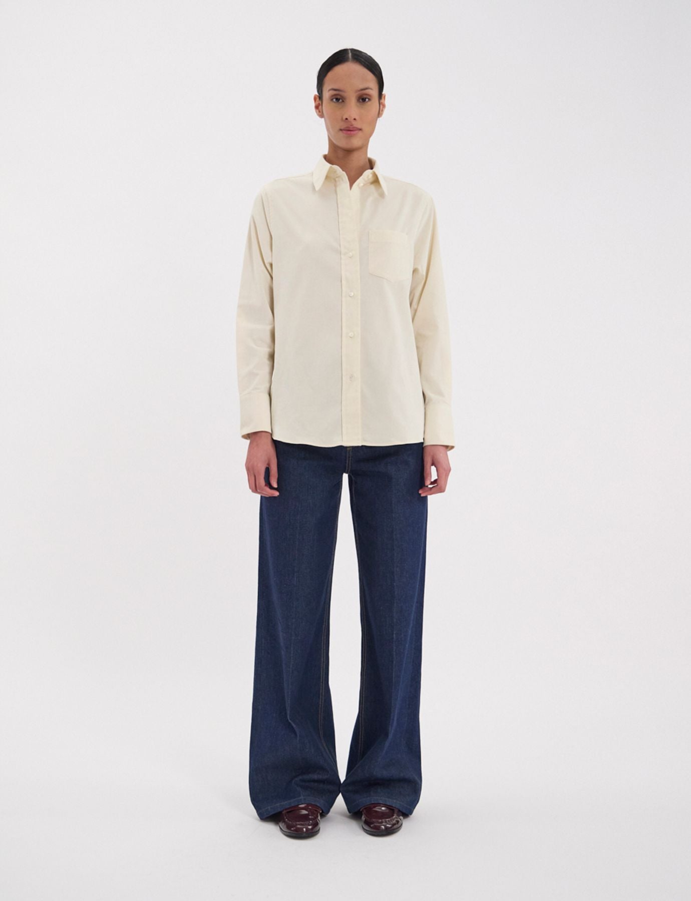 Maureen shirt in ecru fine milleraie velvet