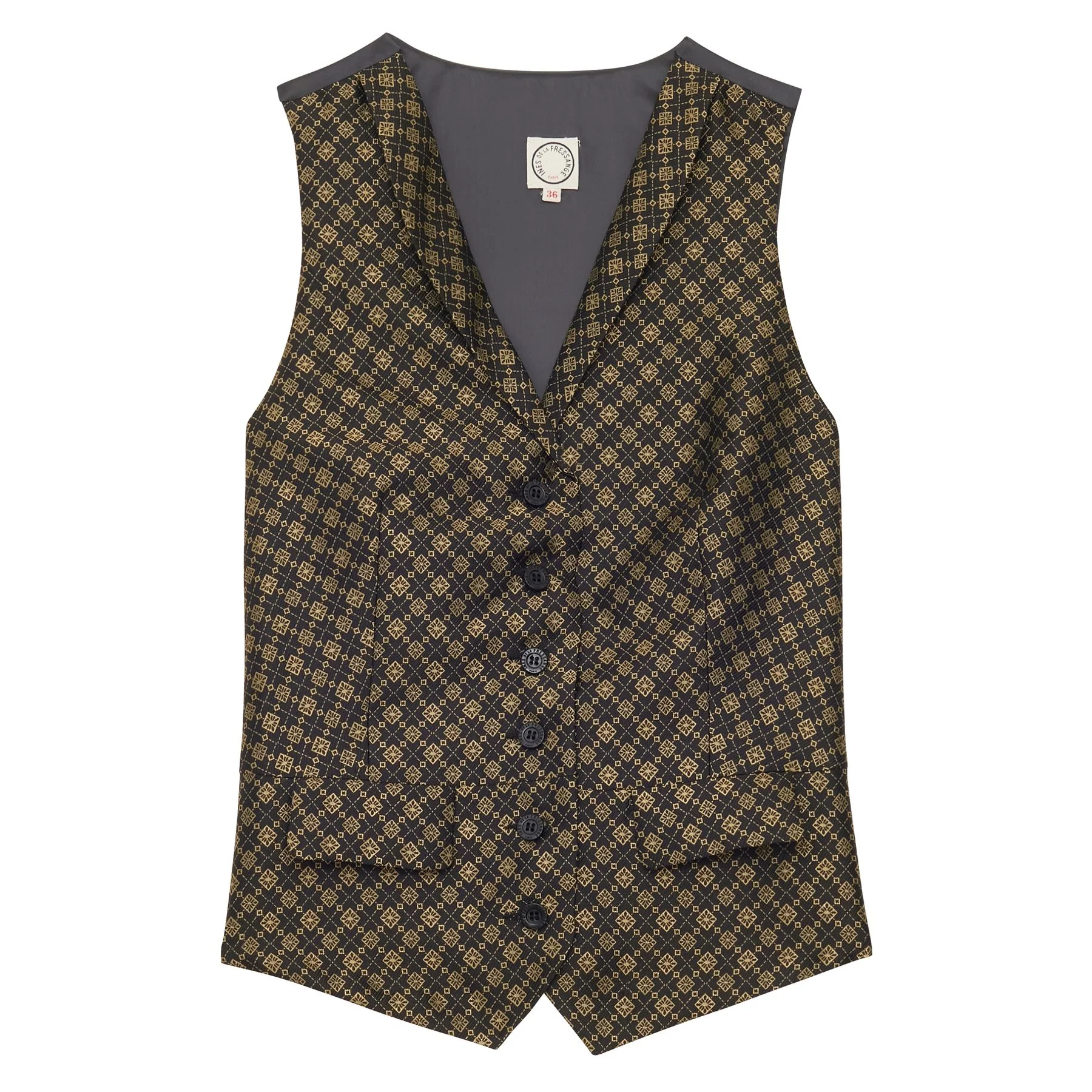 Chaleco Robinson in tejido jacquard negro y dorado