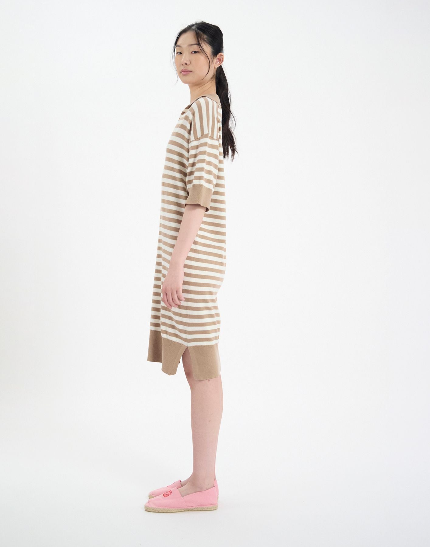 Océane beige cotton striped dress