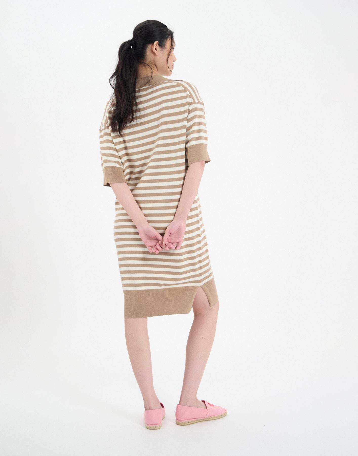 Océane beige cotton striped dress