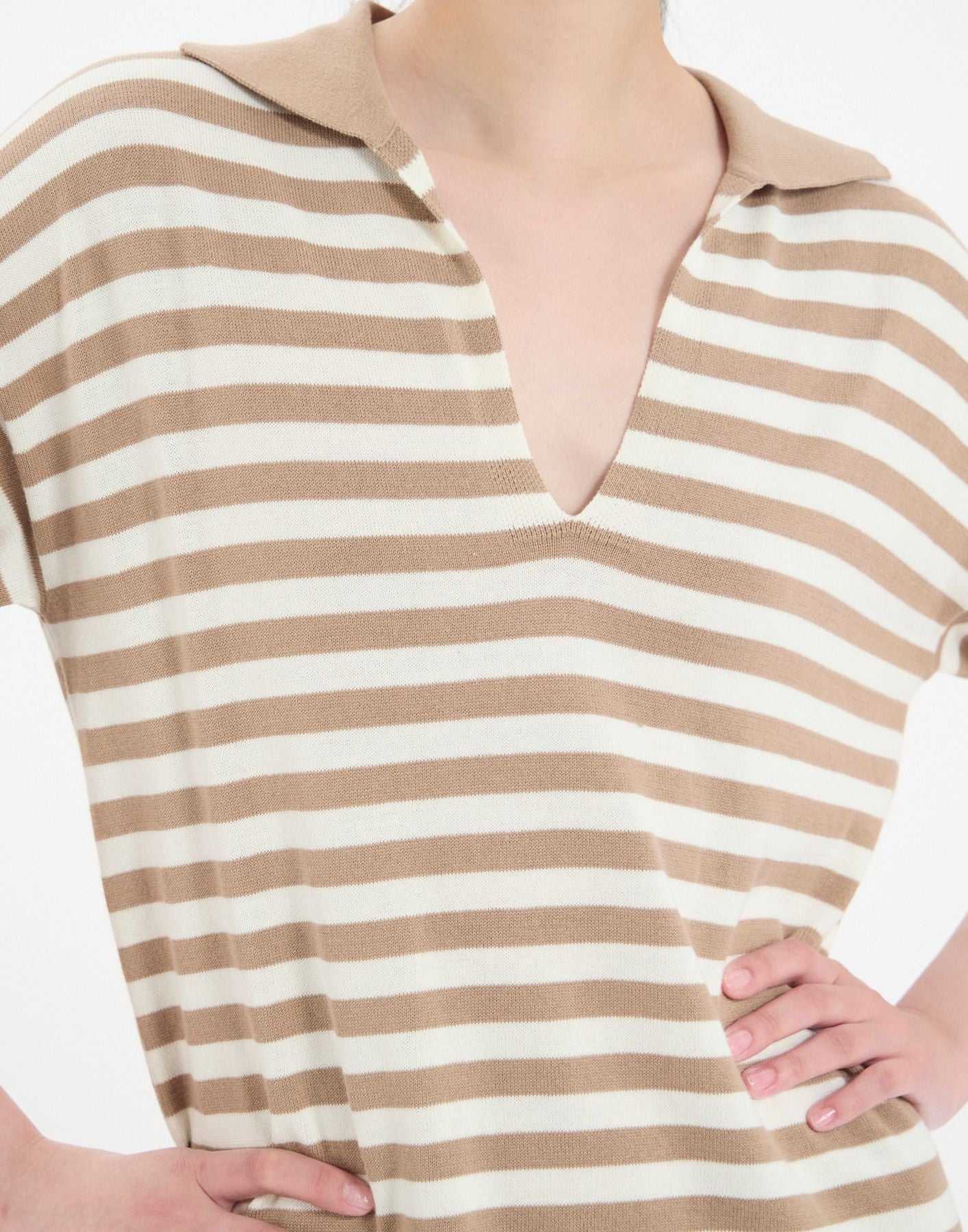 Océane beige cotton striped dress