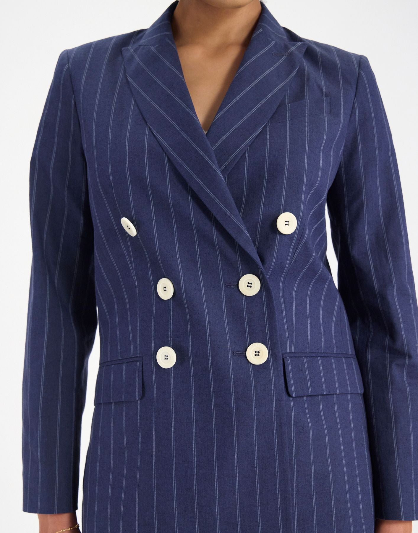 Chaqueta Ezio en mezcla de lino azul marino