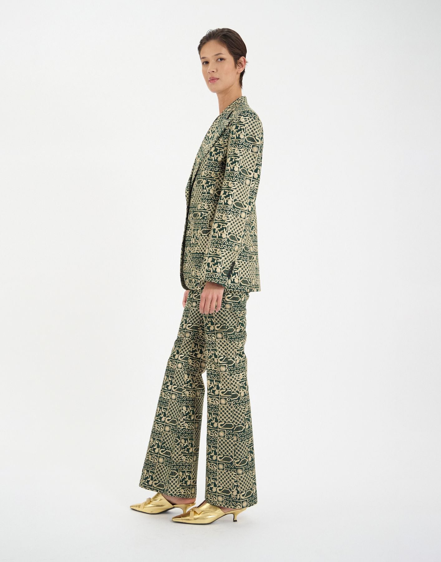 Chaqueta Thadée bordada verde
