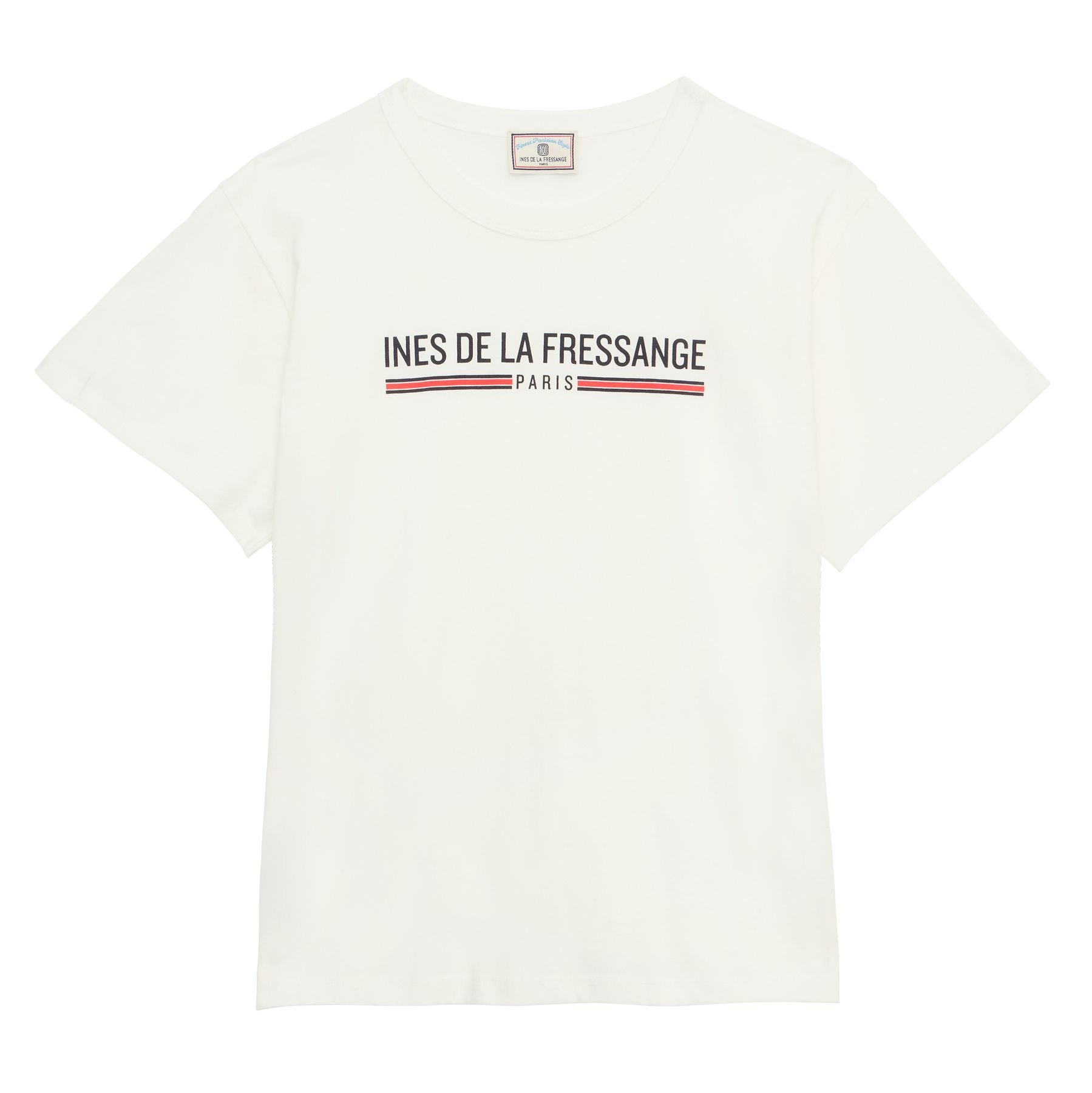 Maxence top blanco de algodón orgánico estampado rojo