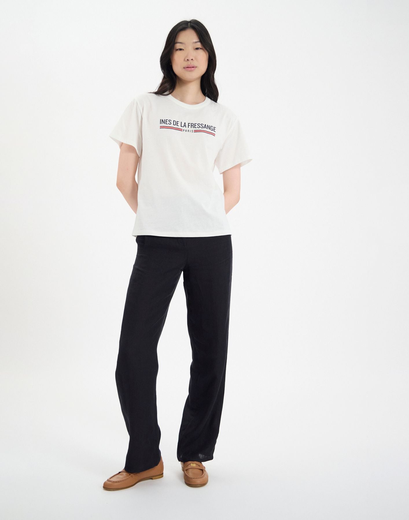 Maxence top blanco de algodón orgánico estampado rojo