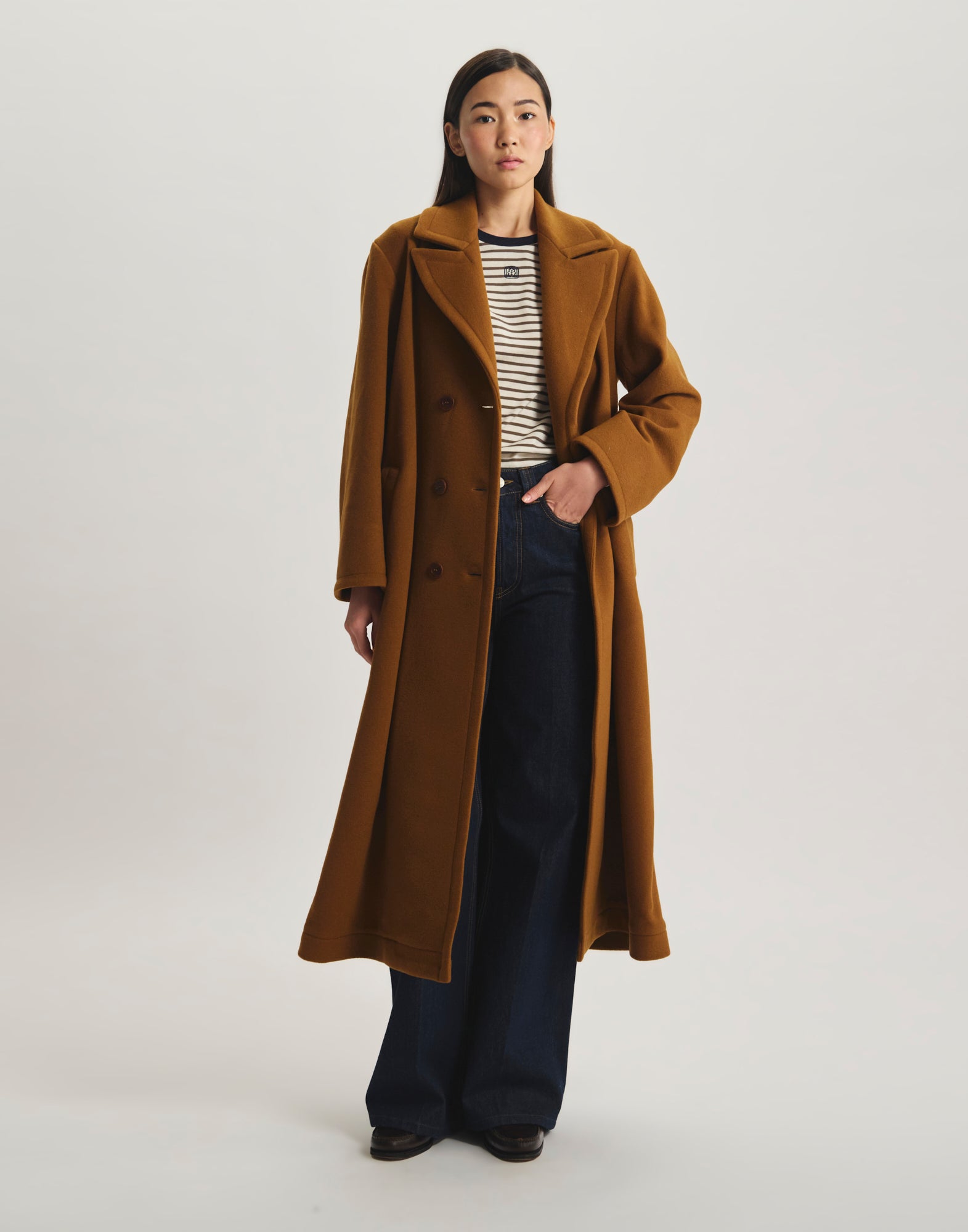 Denise coat in herringbone wool-blend
