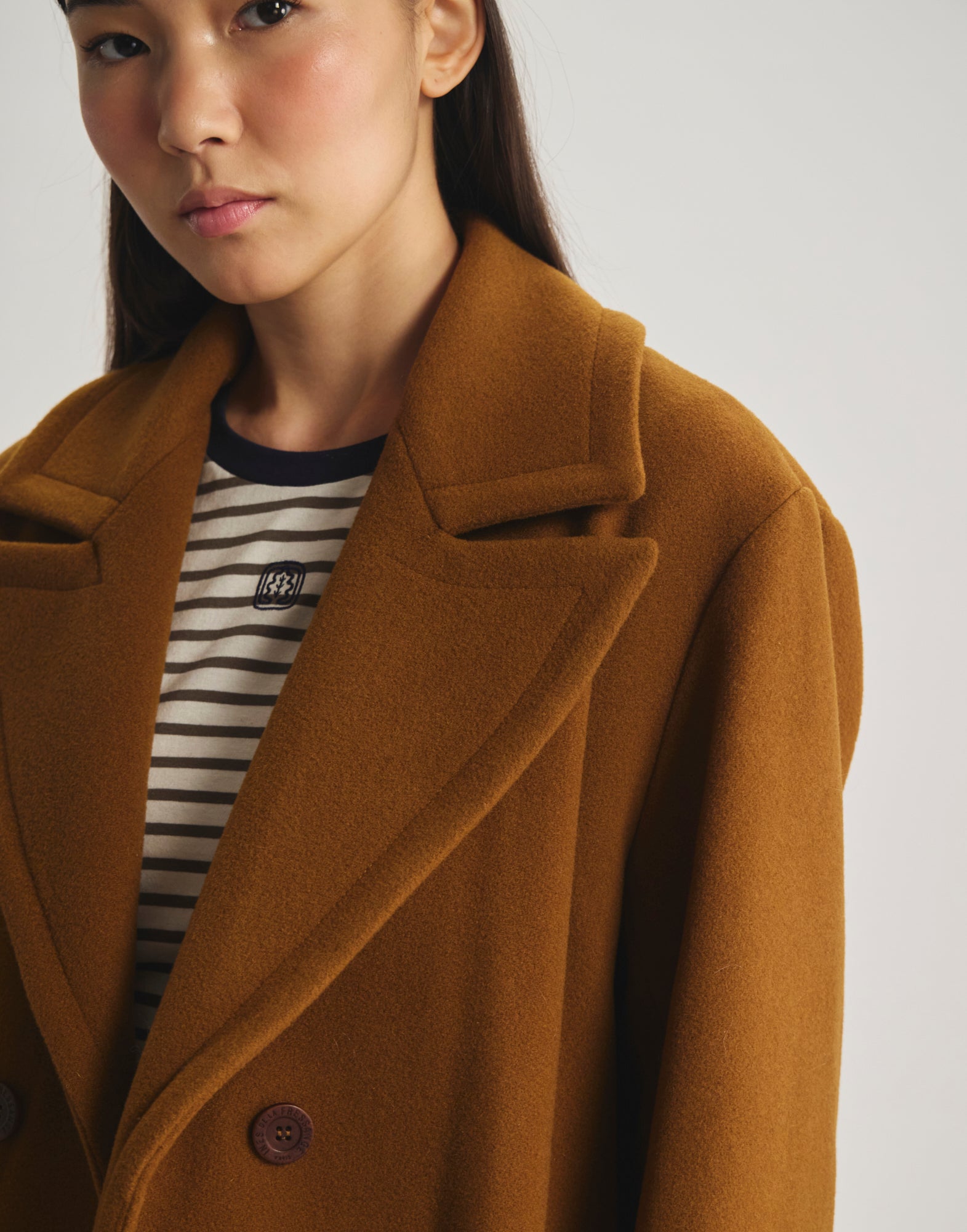 Manteau Denise en lainage à chevrons