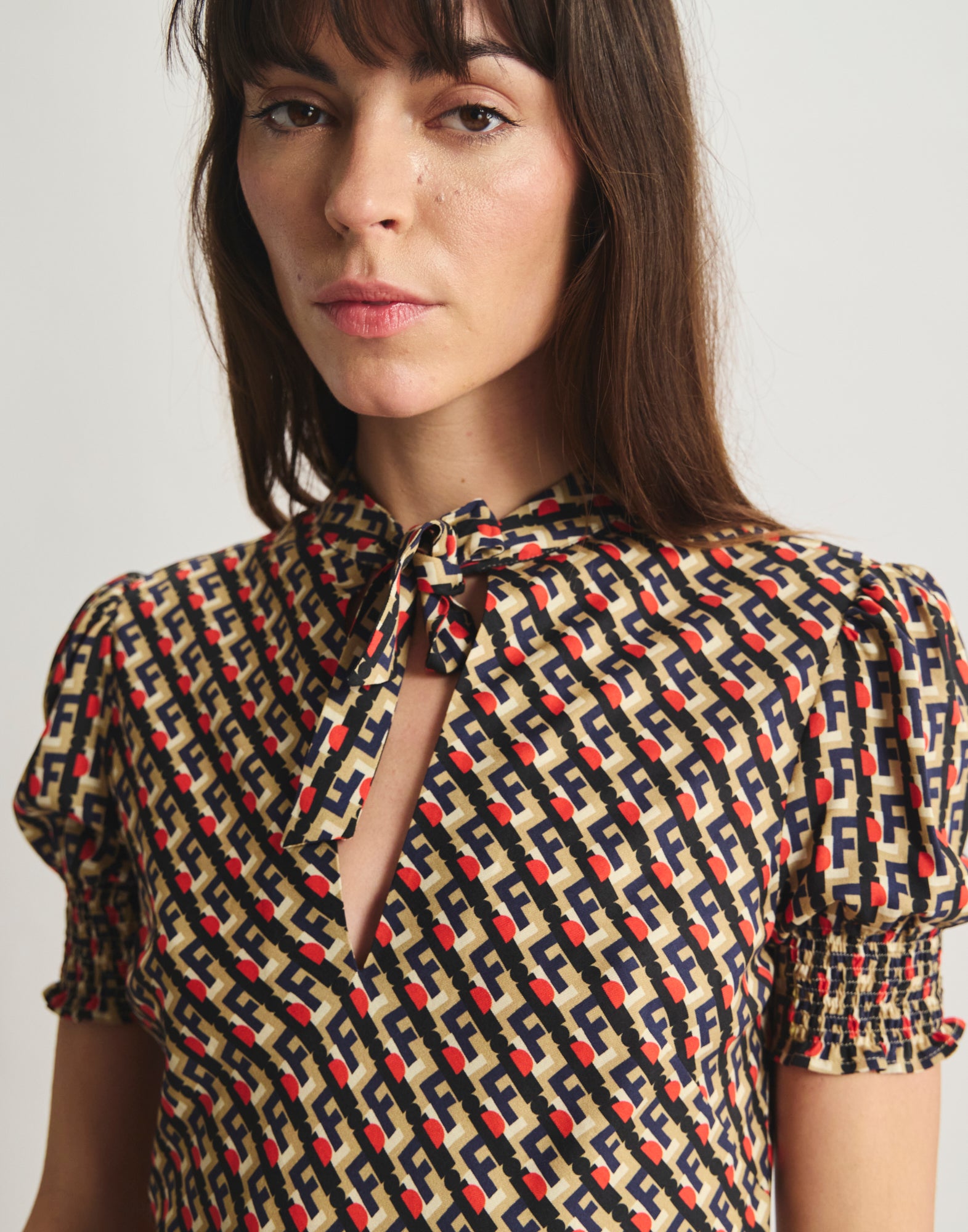 Cerise floral-print viscose dress