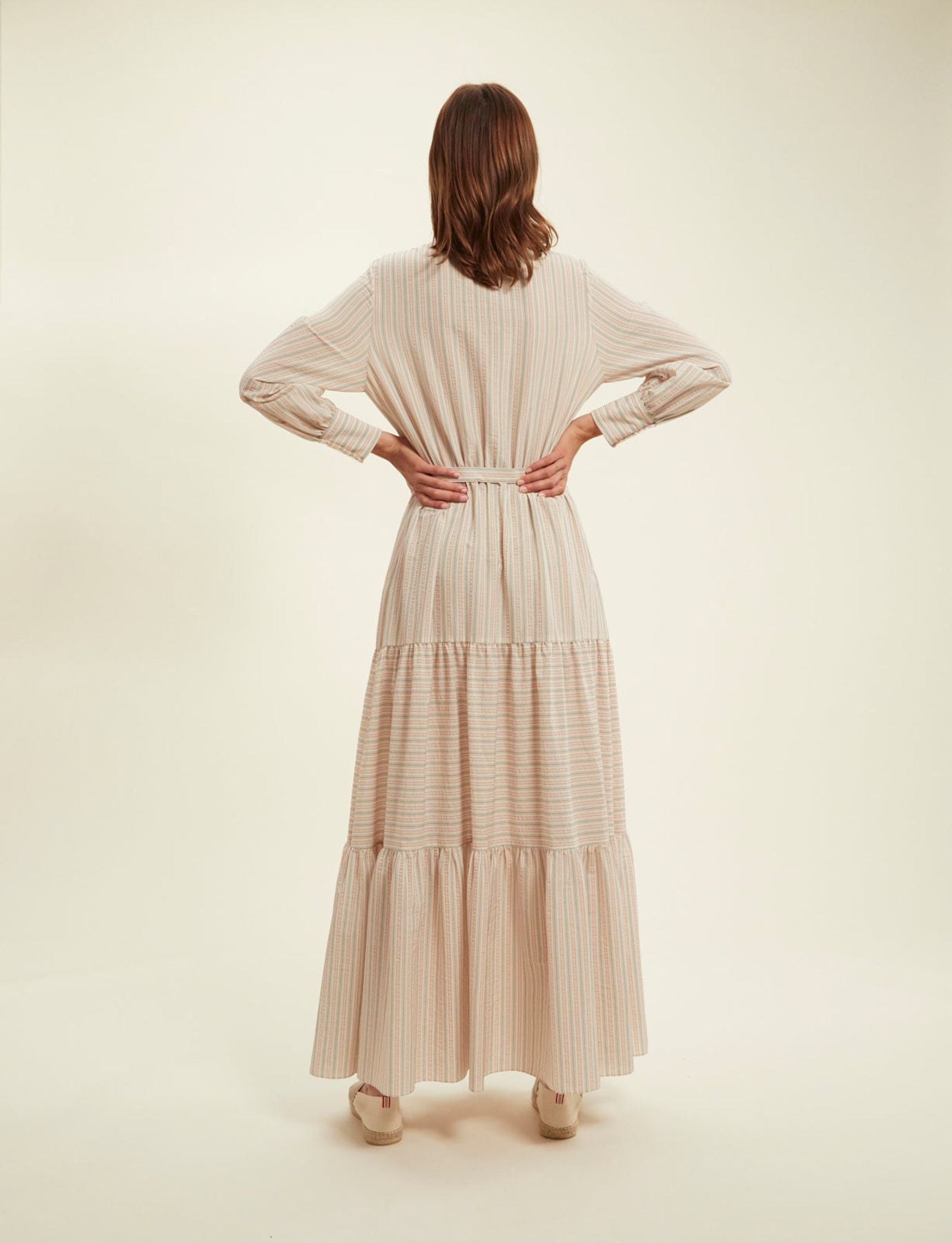 Vestido de rayas crudo Léna