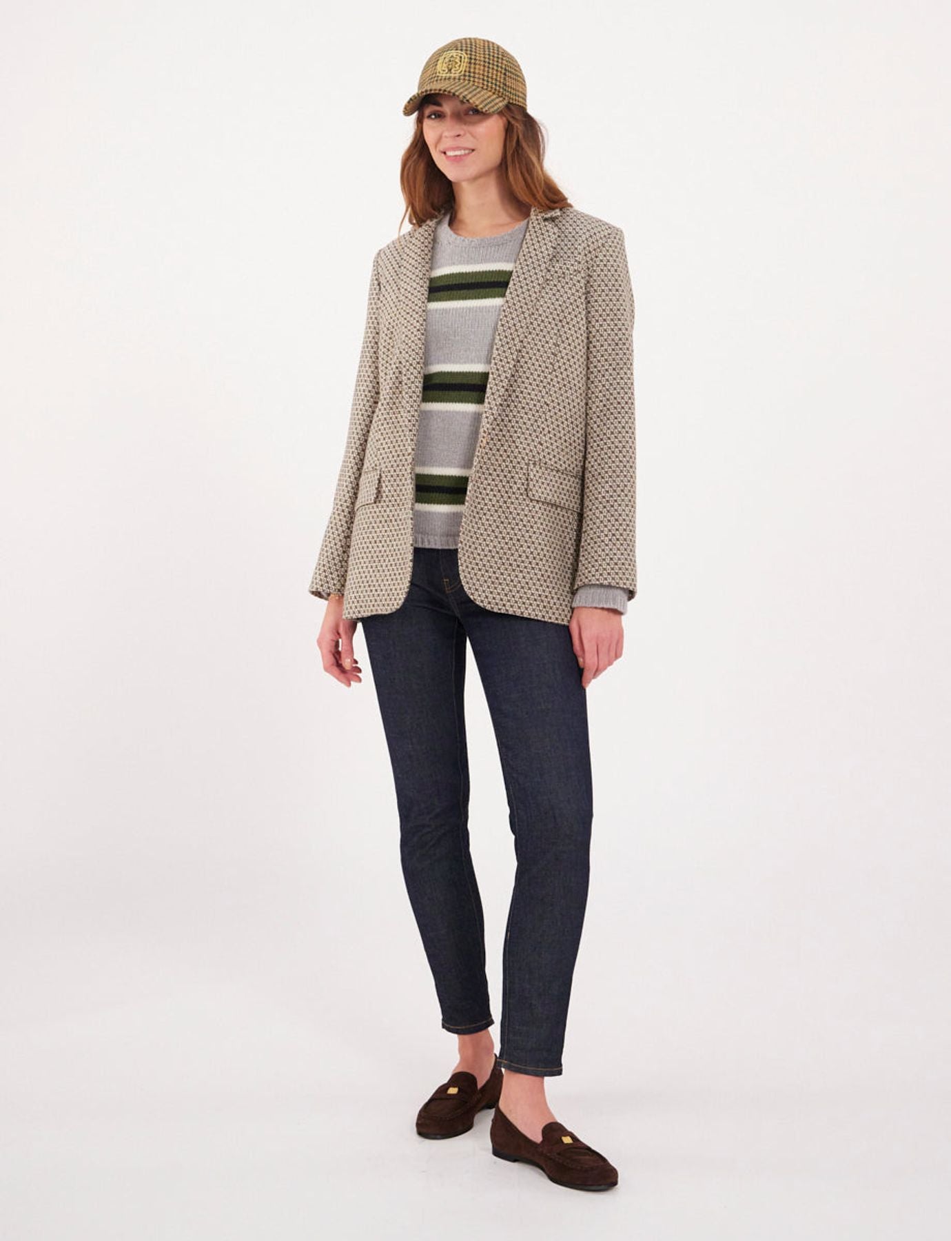 Chaqueta de lana marrón/crudo Bruna