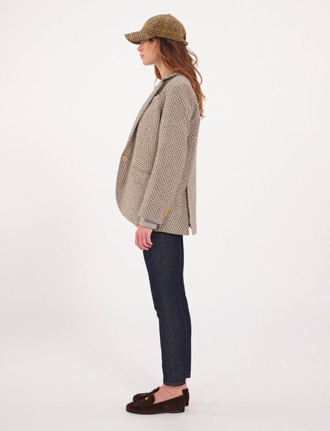 Chaqueta de lana marrón/crudo Bruna