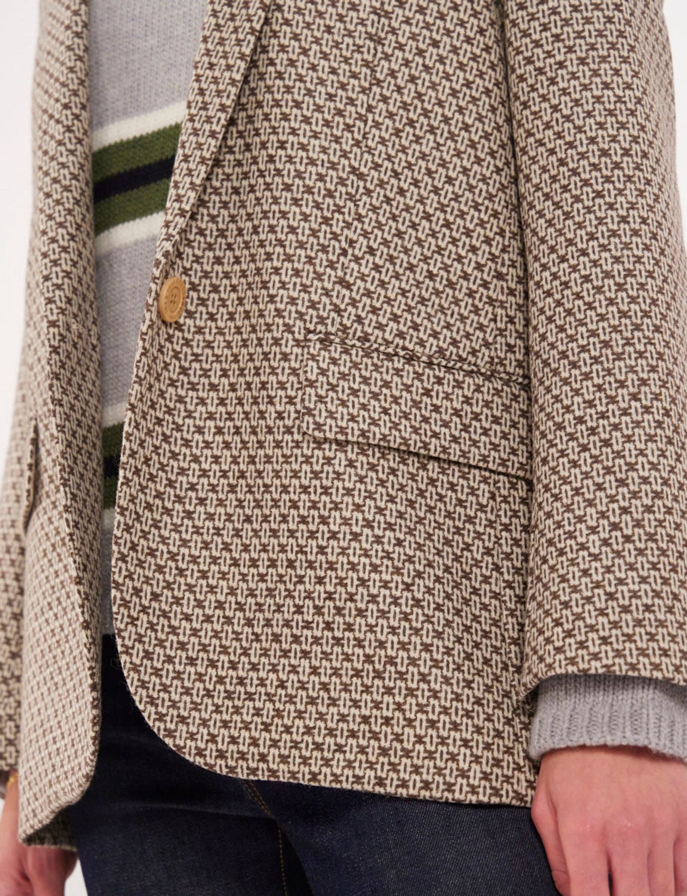 Chaqueta de lana marrón/crudo Bruna