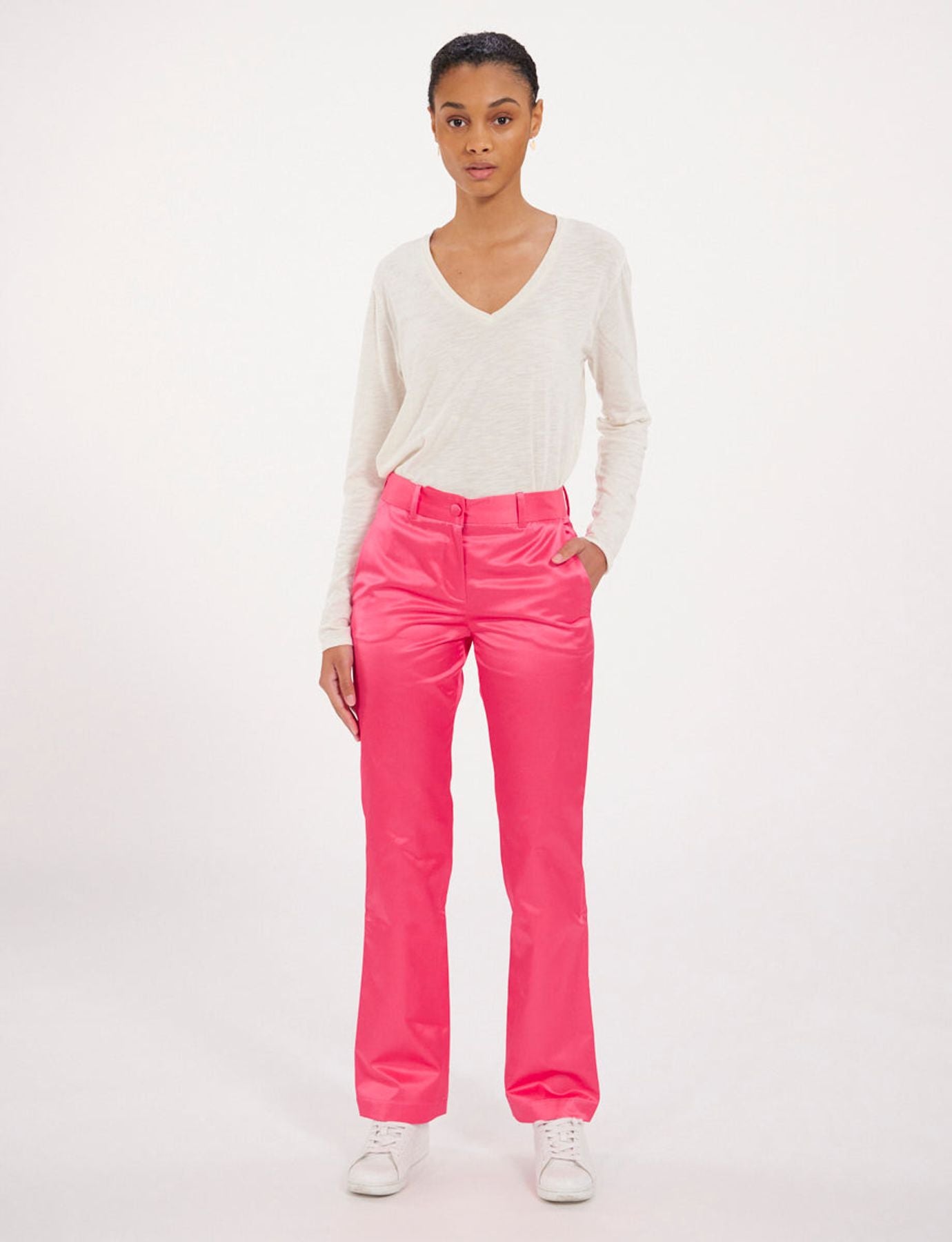 Pantalón de satén rosa Francisco