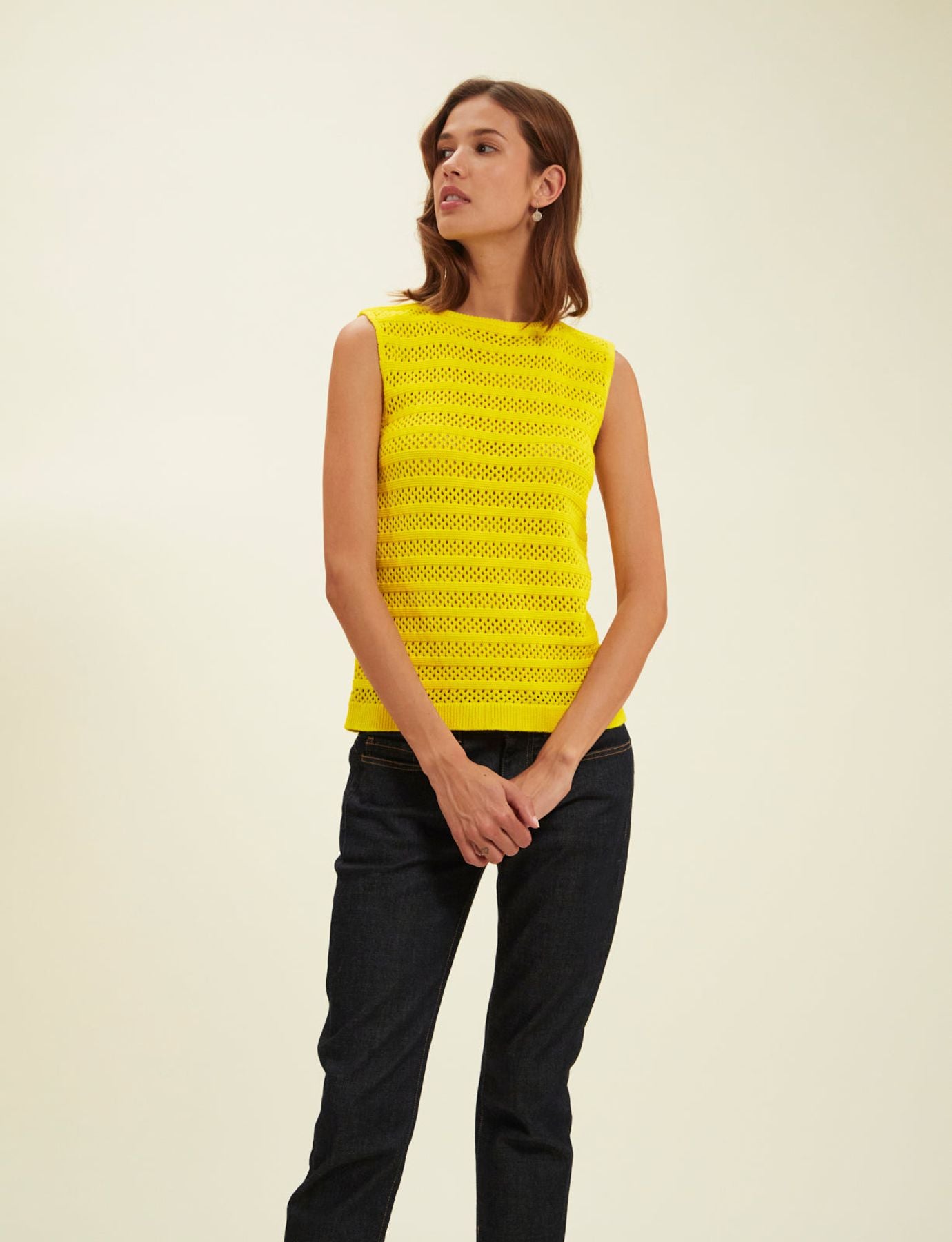 Camiseta amarilla de ganchillo Clovis