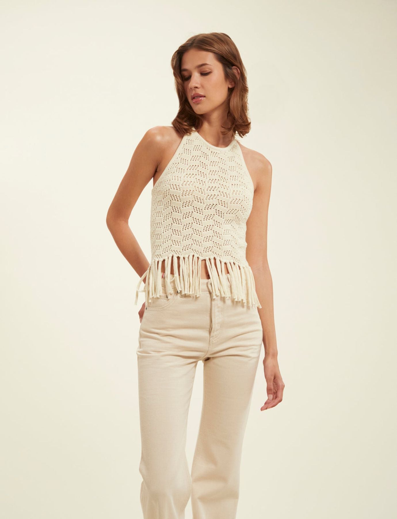 Top de ganchillo crudo Eliane