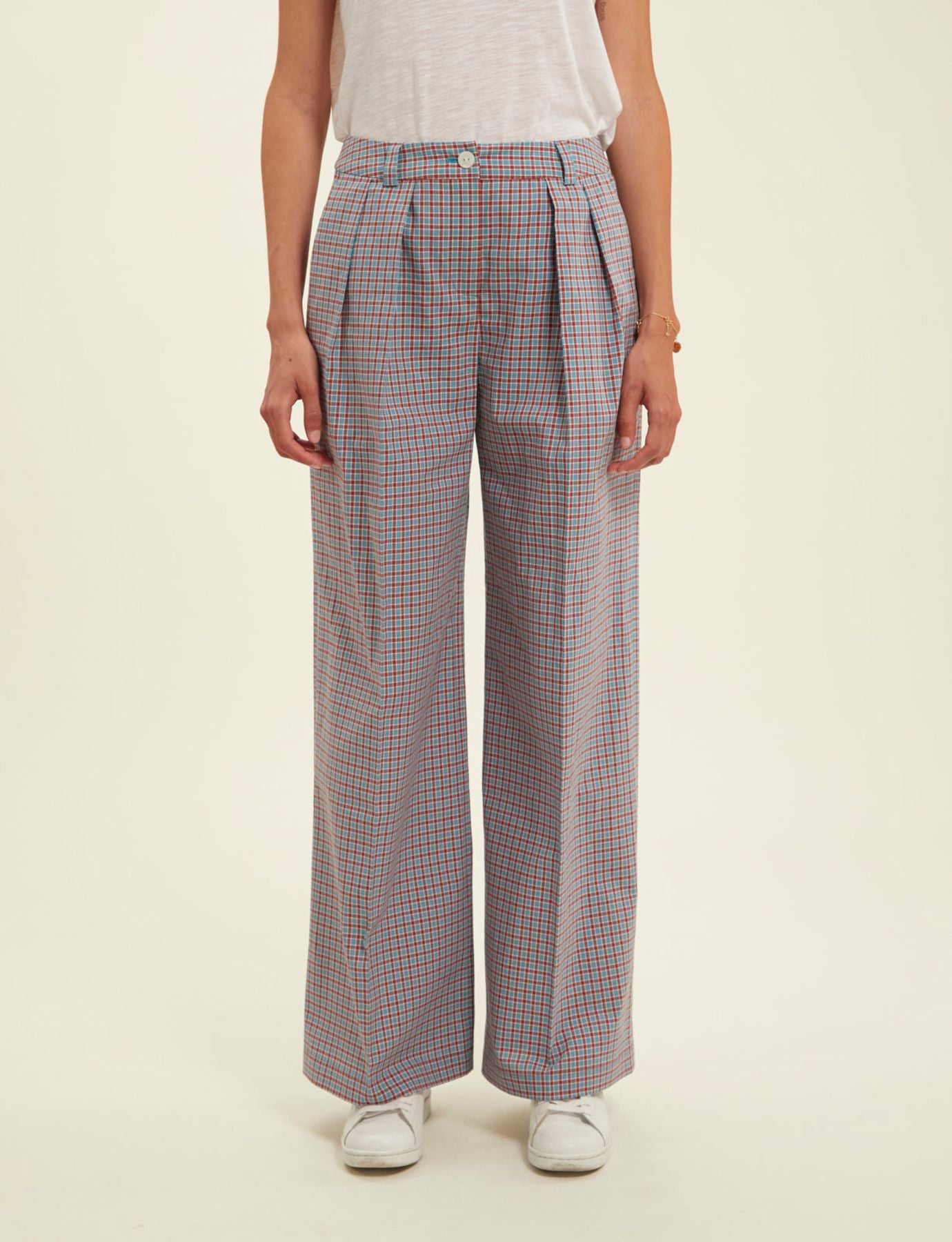 Pantalones a cuadros turquesa Luciano