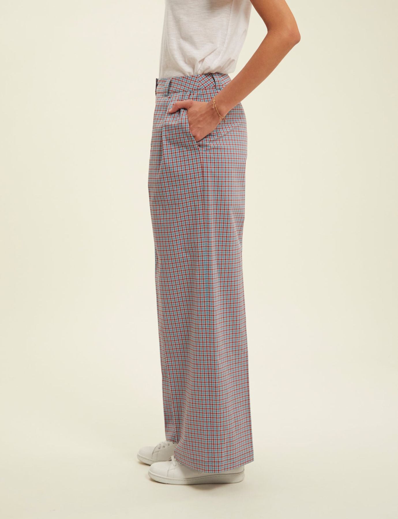 Pantalones a cuadros turquesa Luciano