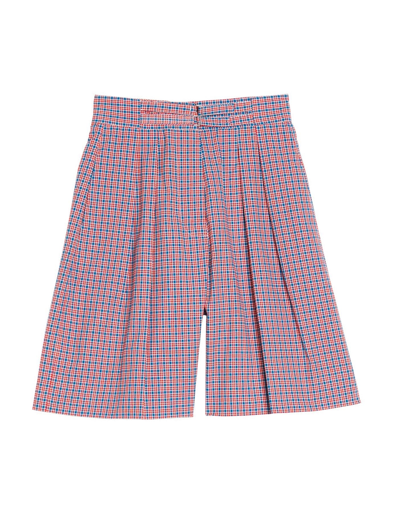 Pantalones cortos a cuadros rojo ciruela