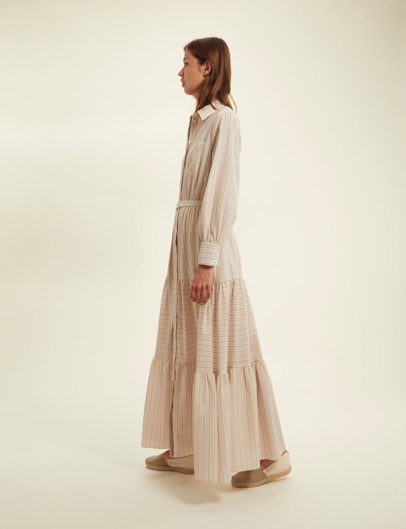 Vestido de rayas crudo Léna