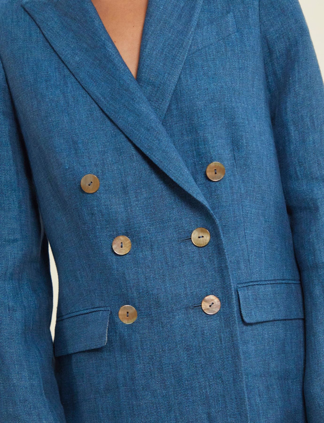 Chaqueta de lino vaquero azul Ezio