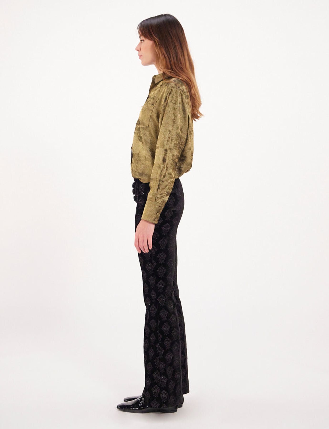 Pantalón Charlotte bordado en terciopelo negro