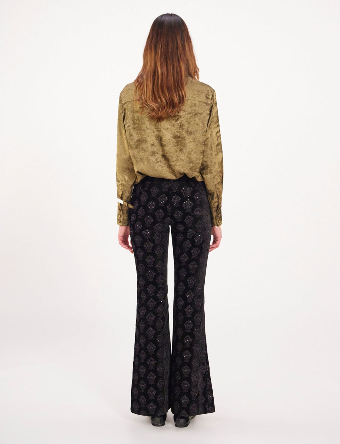 Pantalón Charlotte bordado en terciopelo negro