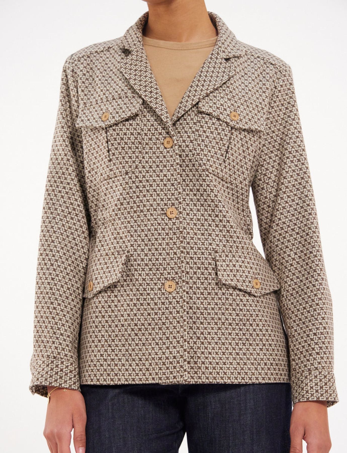 Chaqueta Flipper de lana marrón/cruda
