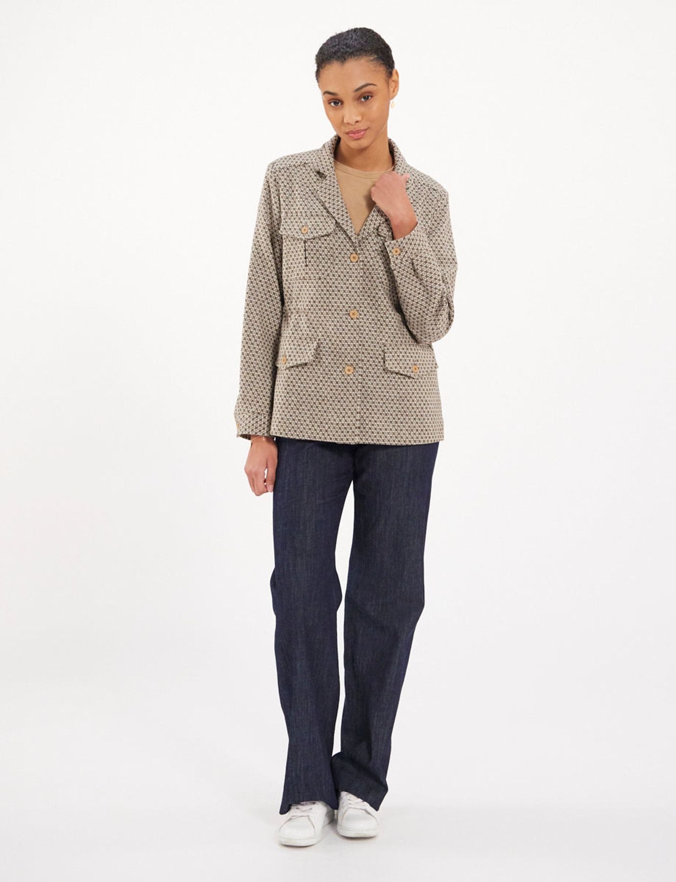 Chaqueta Flipper de lana marrón/cruda