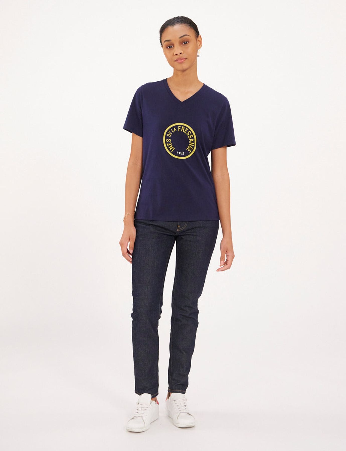 Camiseta Aurora azul marino/amarillo