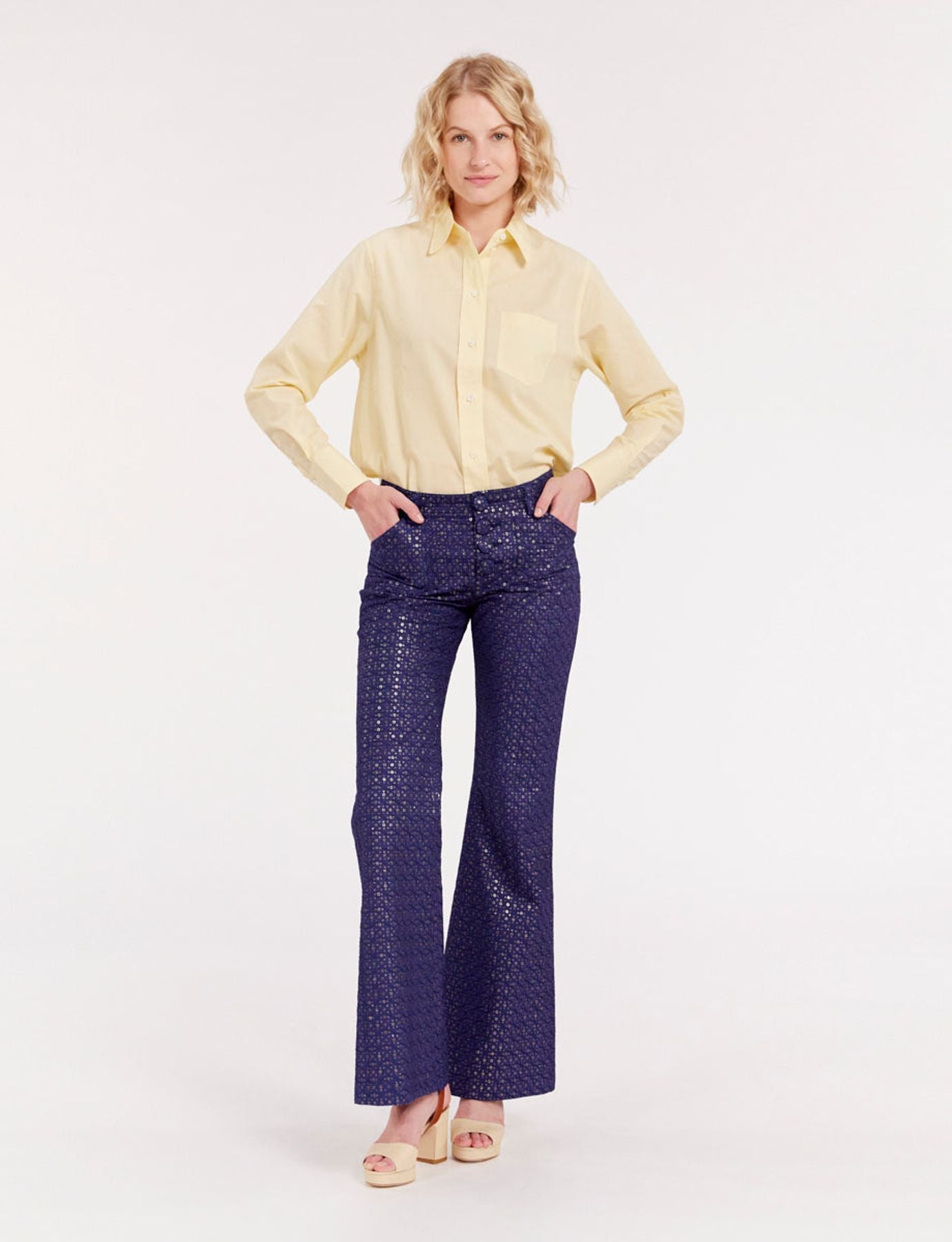 Charlotte navy print trousers