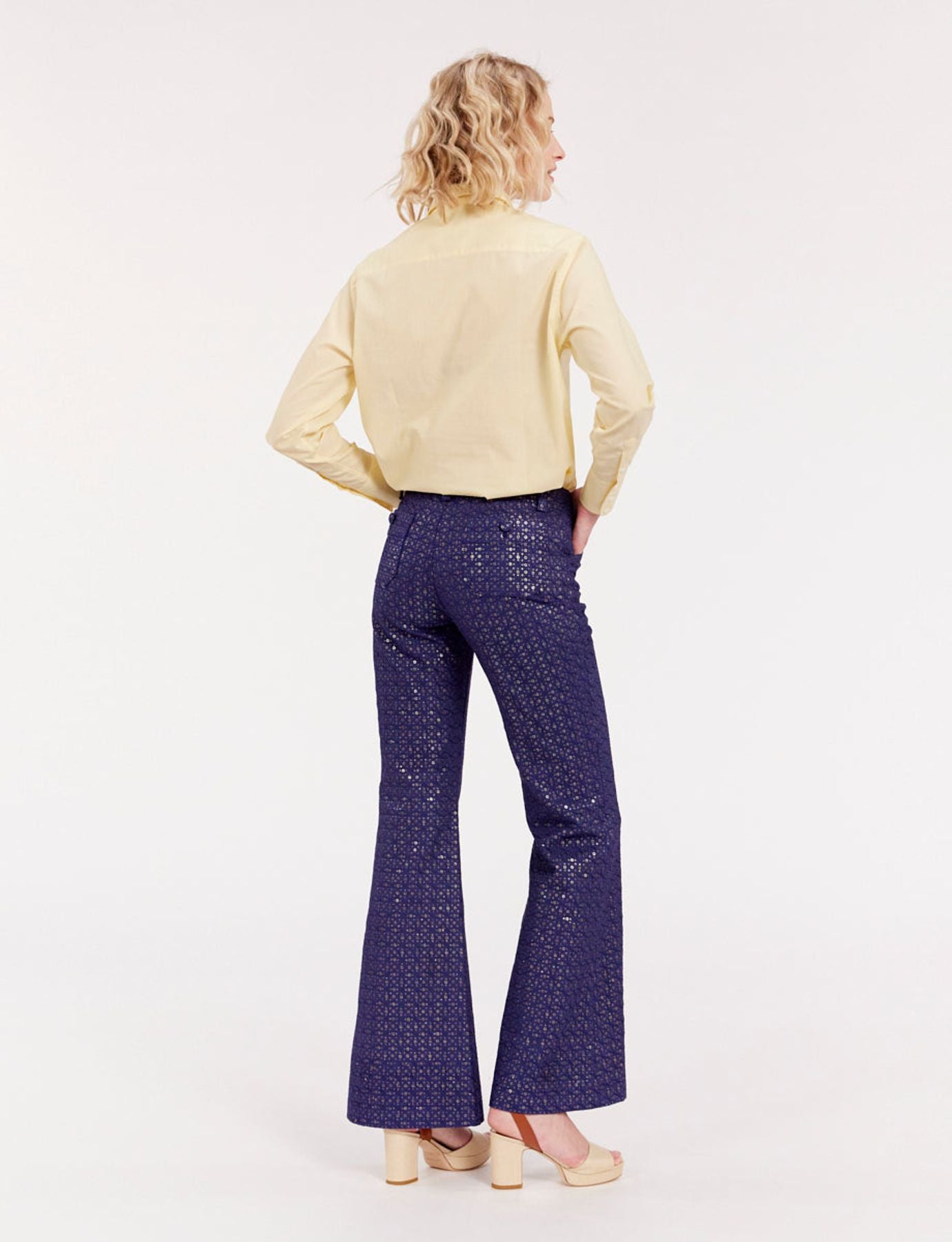 Charlotte navy print trousers
