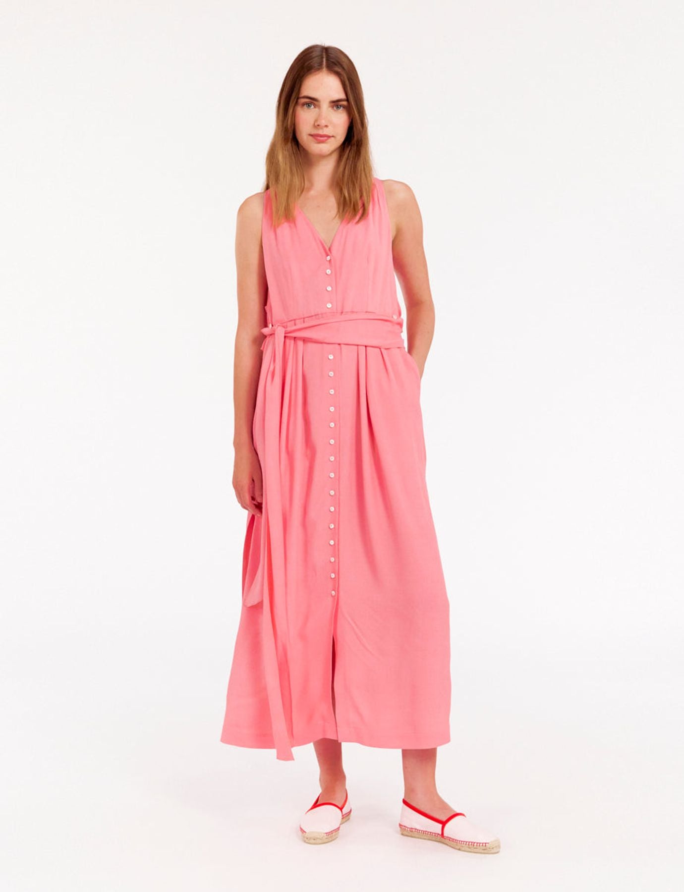 Vestido largo Ambre de viscosa rosa