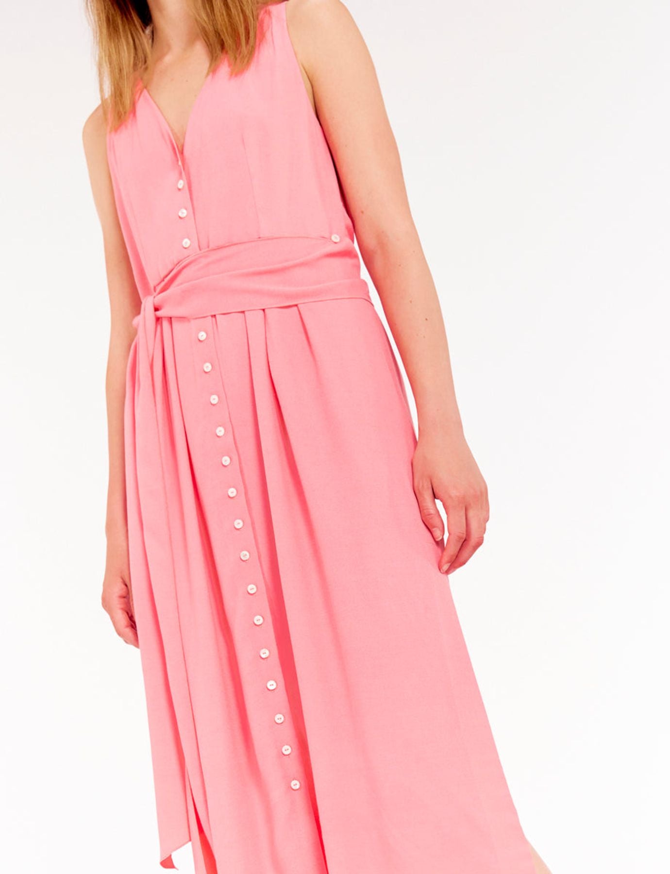 Vestido largo Ambre de viscosa rosa