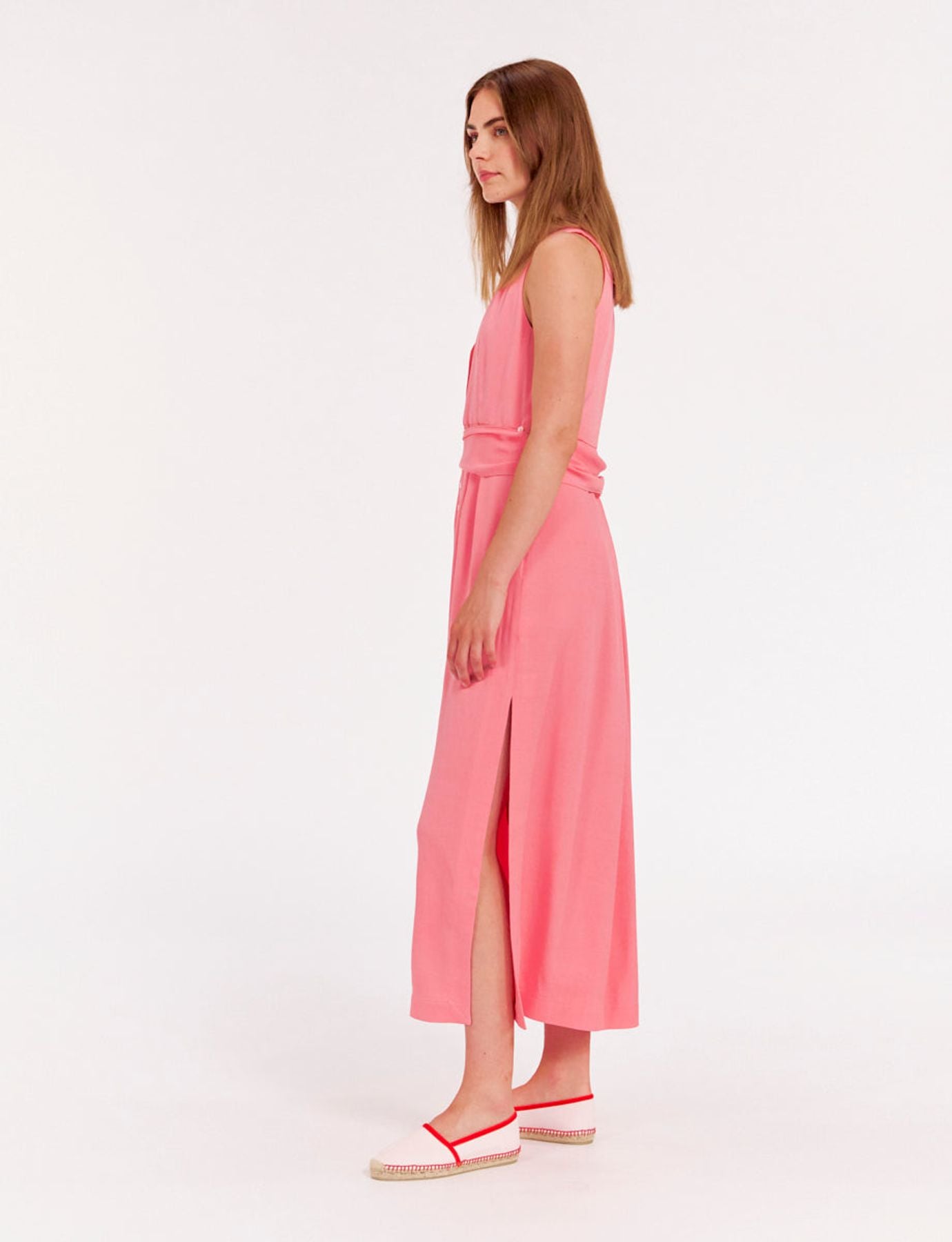 Vestido largo Ambre de viscosa rosa