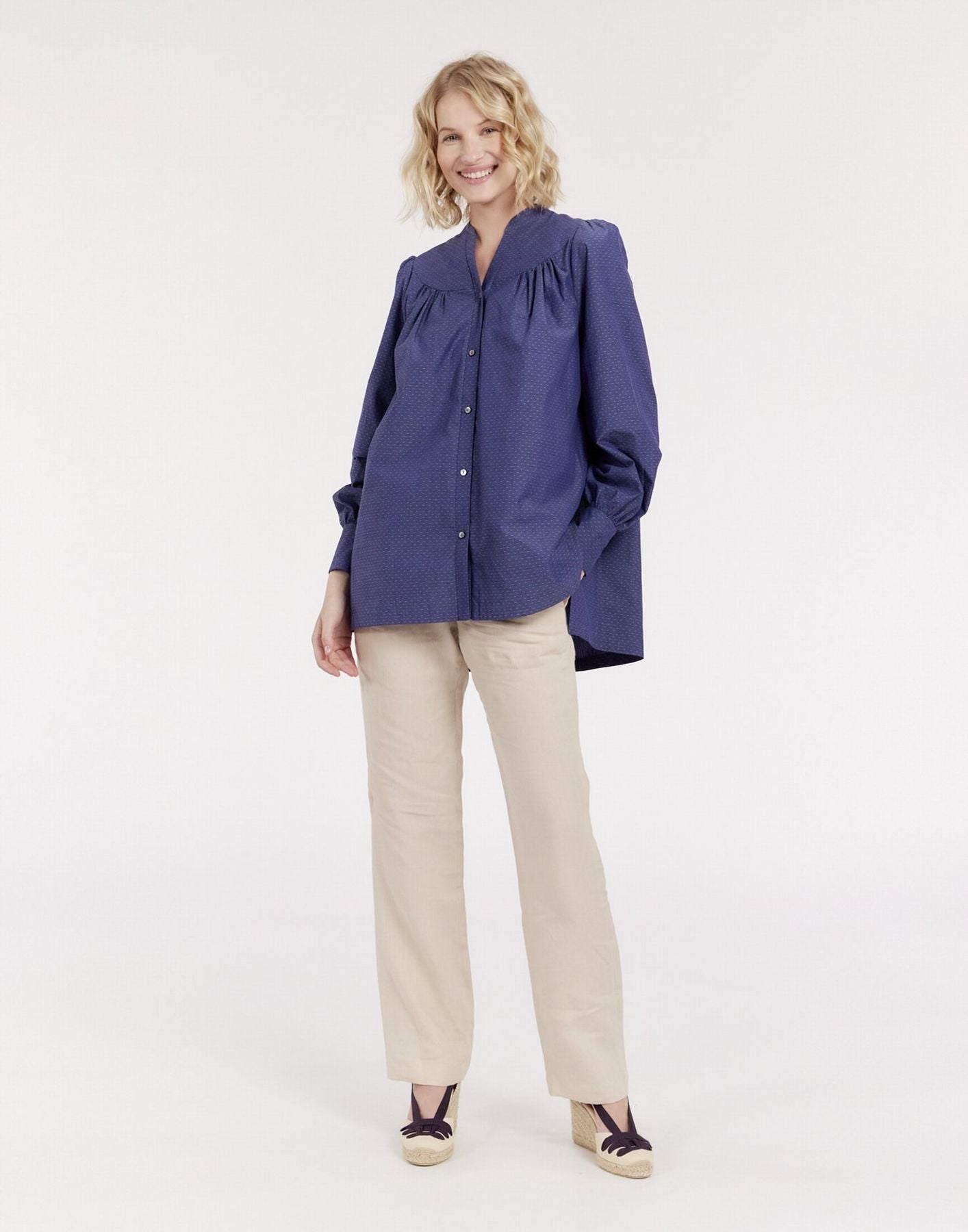 Ornella blue denim blouse