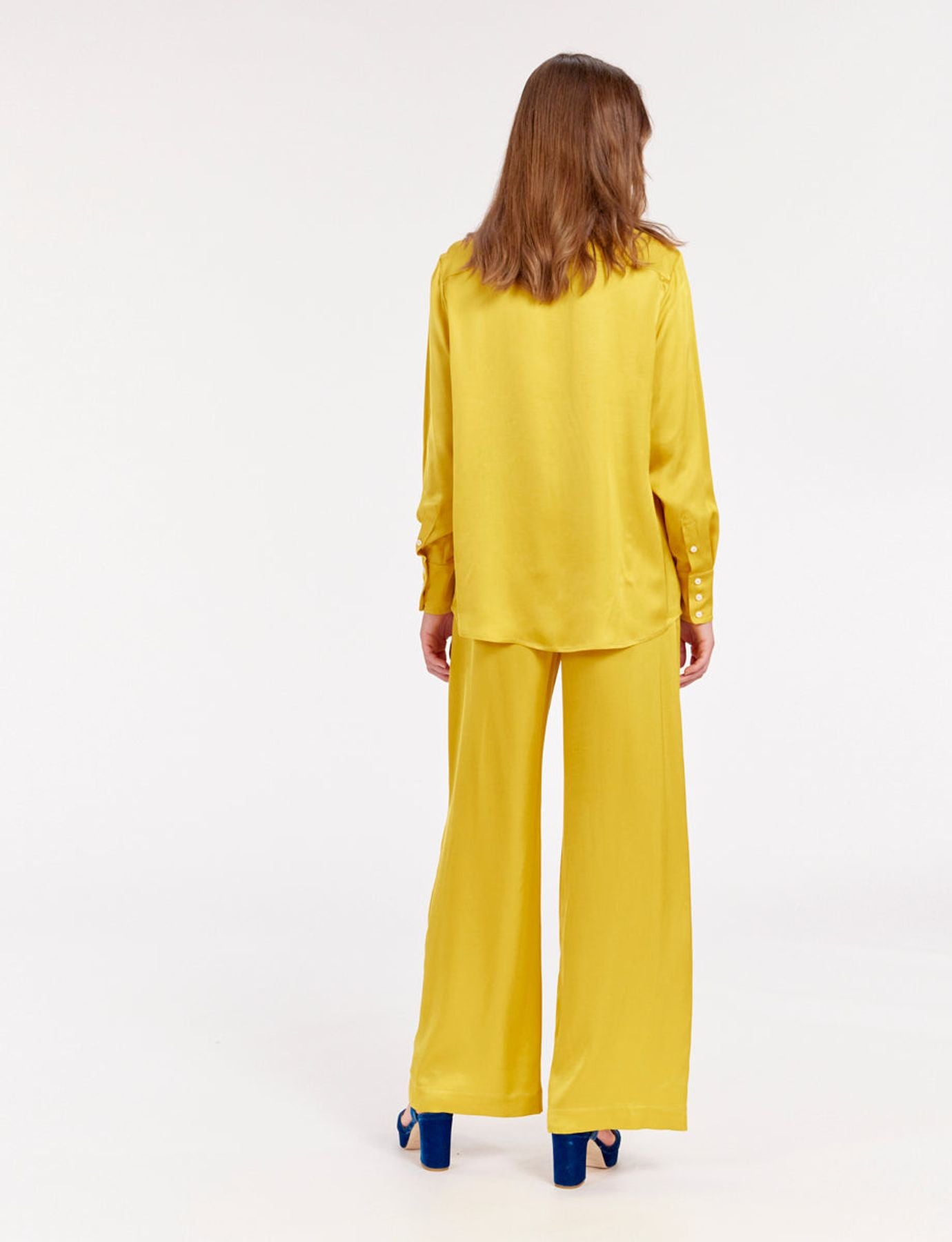 Maureen yellow buttercup satin shirt
