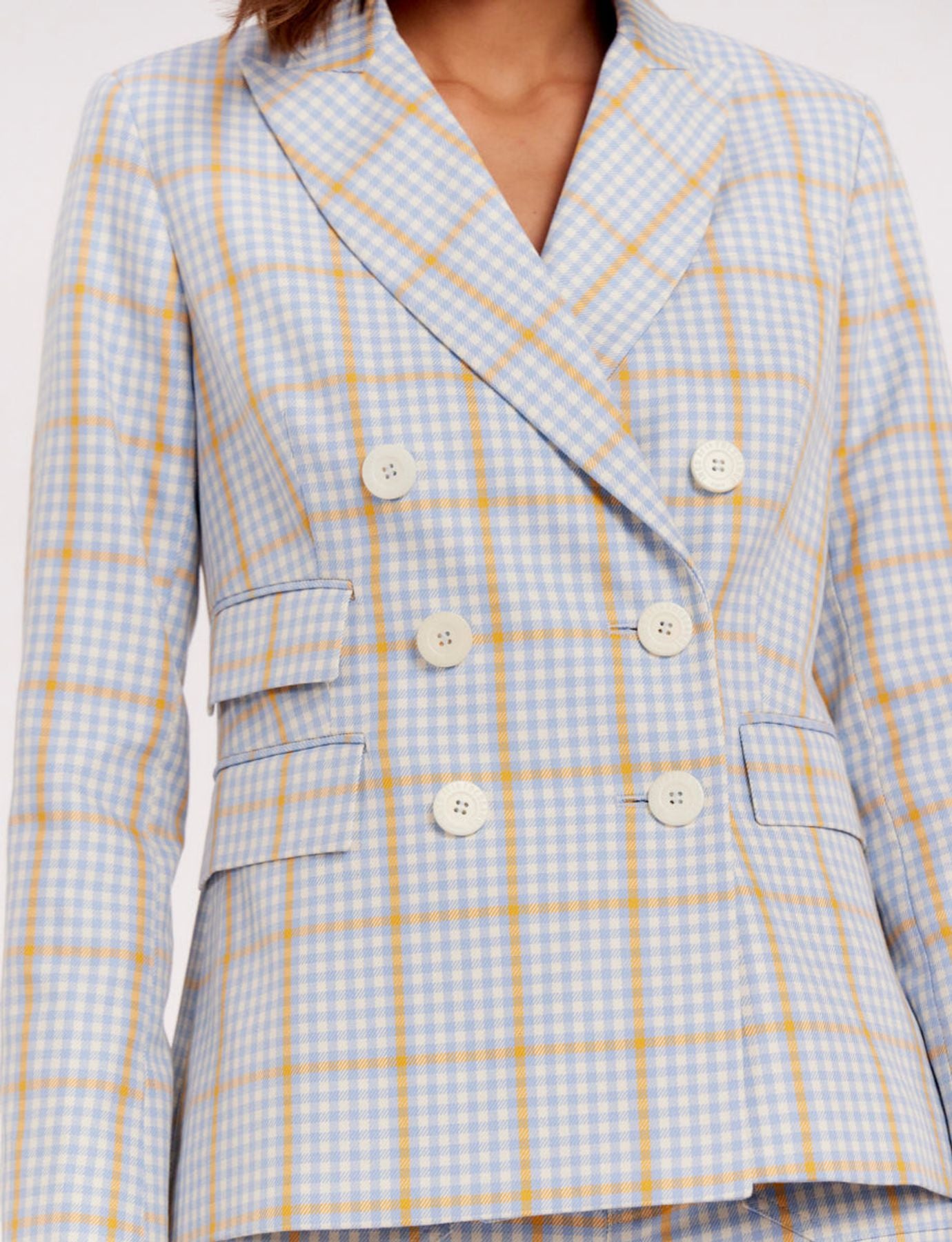 Chaqueta a cuadros azul y naranja Maurice