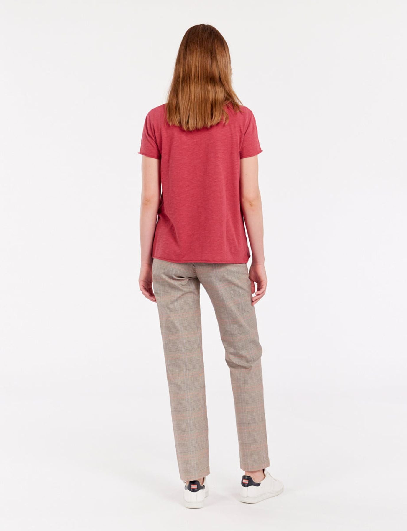 Camiseta Katalina cuello pico Frambuesa