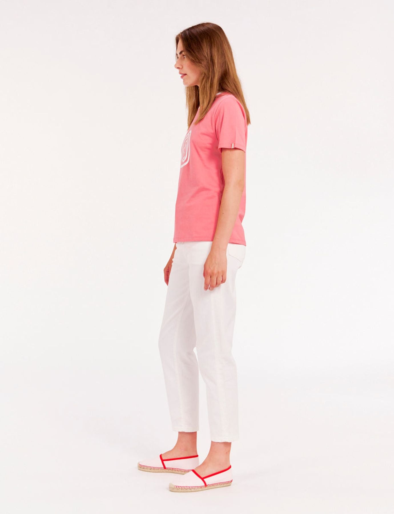 Camiseta rosa Oscar de cuello redondo