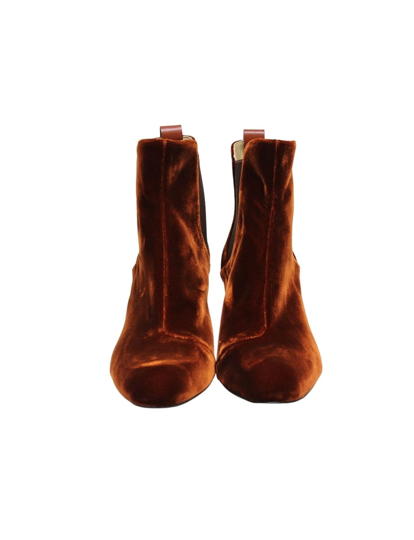 Botines Chelsea con tacón, terciopelo cobre
