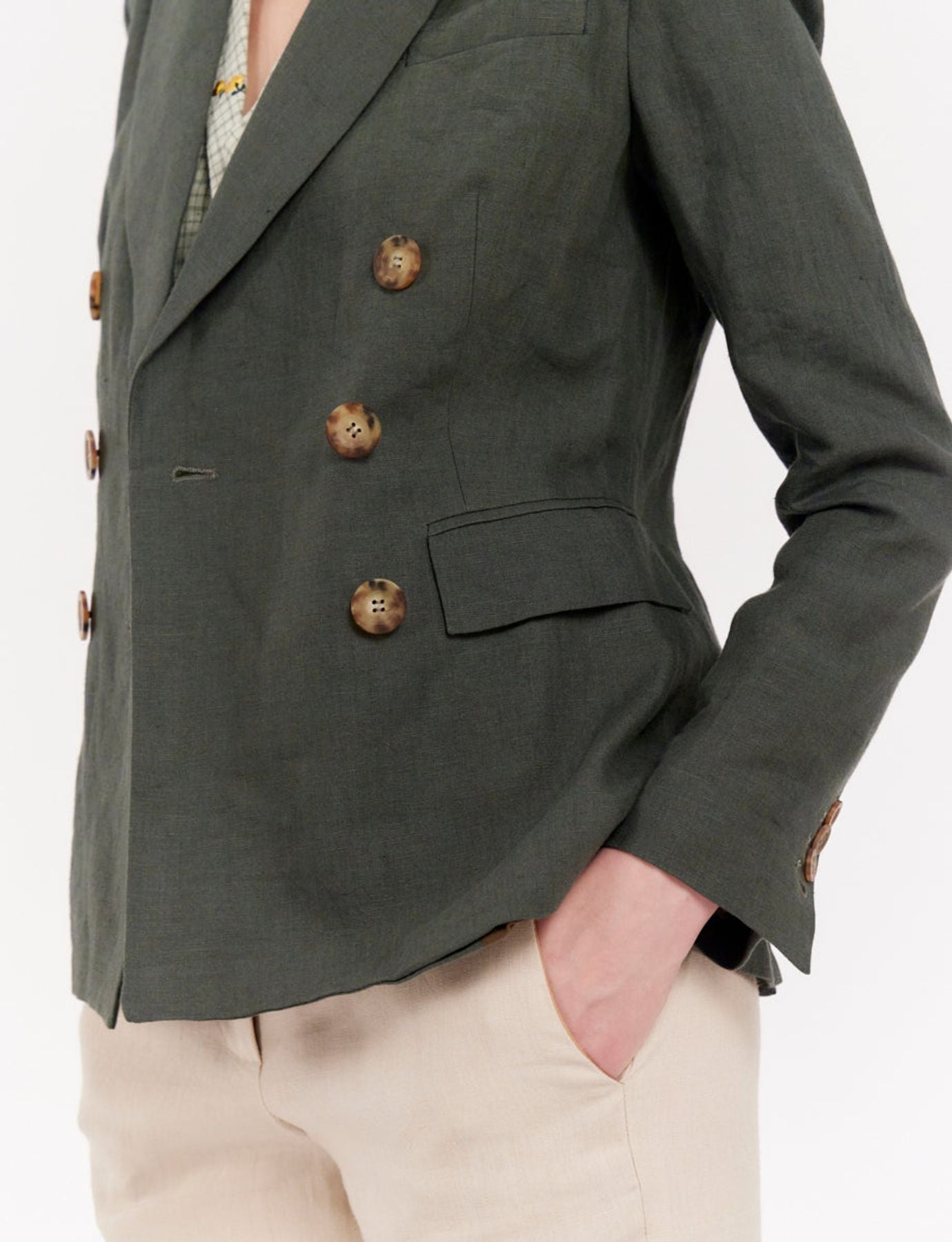 Chaqueta Maurice de lino verde oscuro