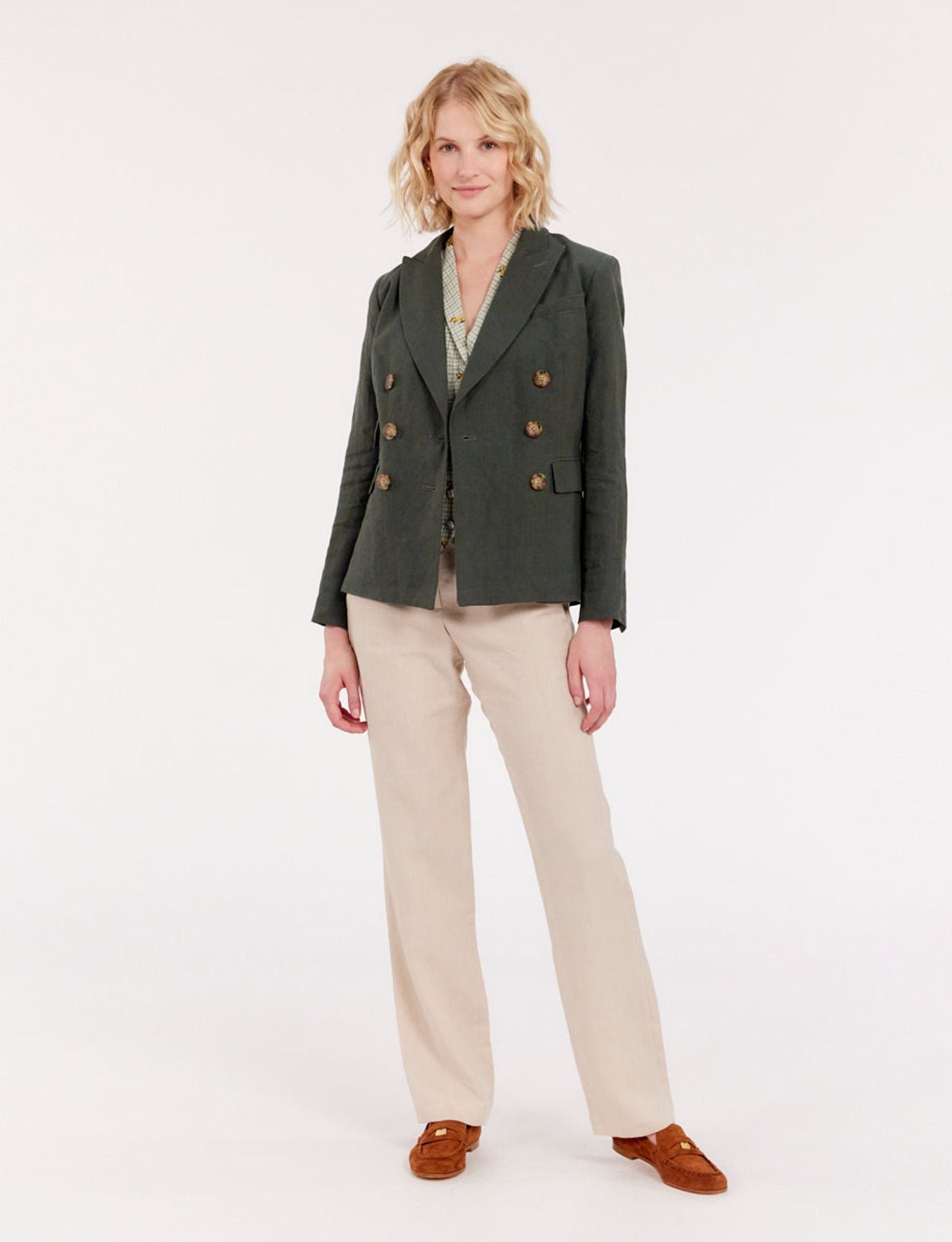 Chaqueta Maurice de lino verde oscuro