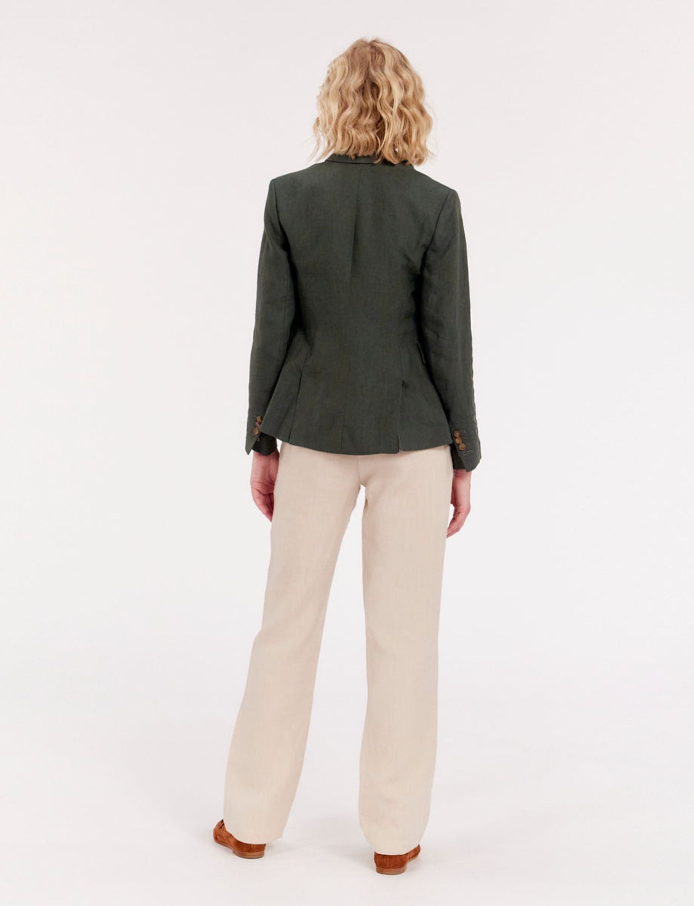 Chaqueta Maurice de lino verde oscuro