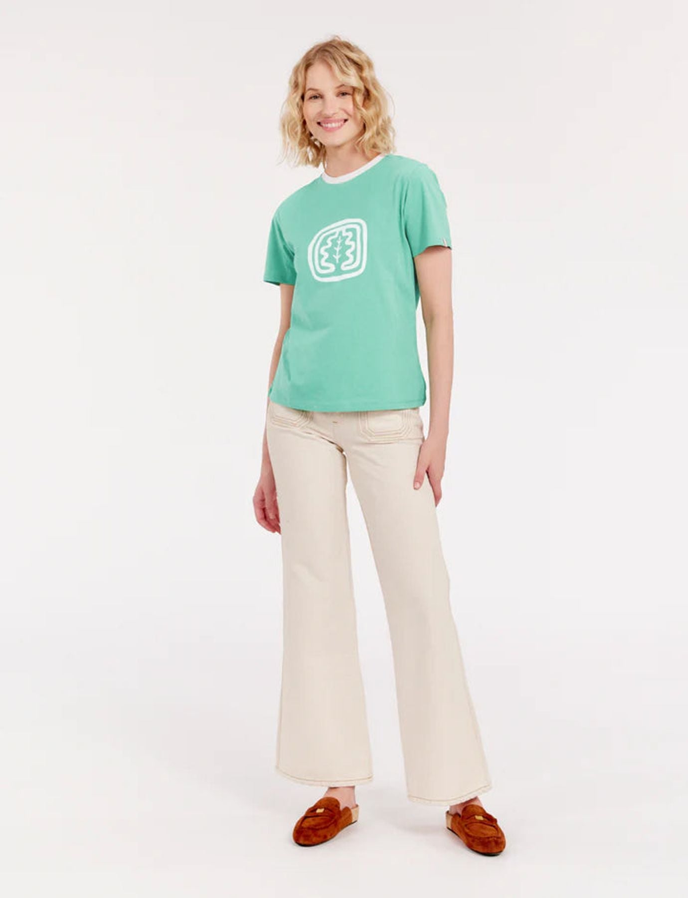 Camiseta verde Oscar de cuello redondo