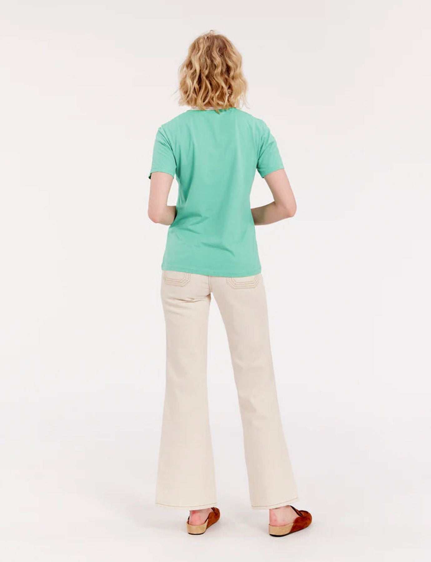 Camiseta verde Oscar de cuello redondo
